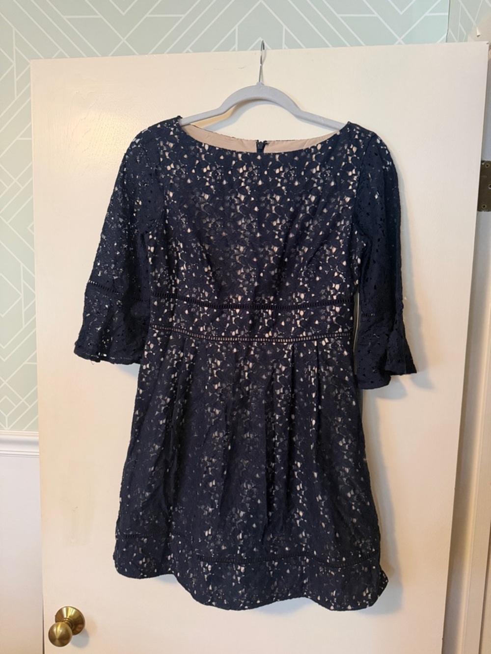 Eliza J Navy Blue Lace Mini Dress